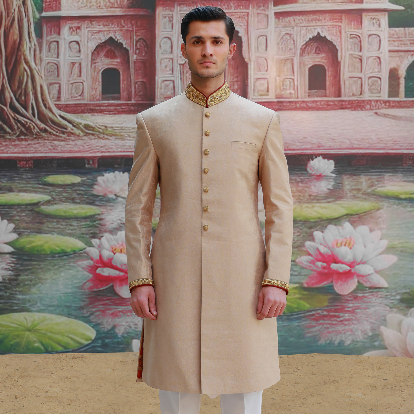 Premium Jamawar Sesame Couture Sherwani