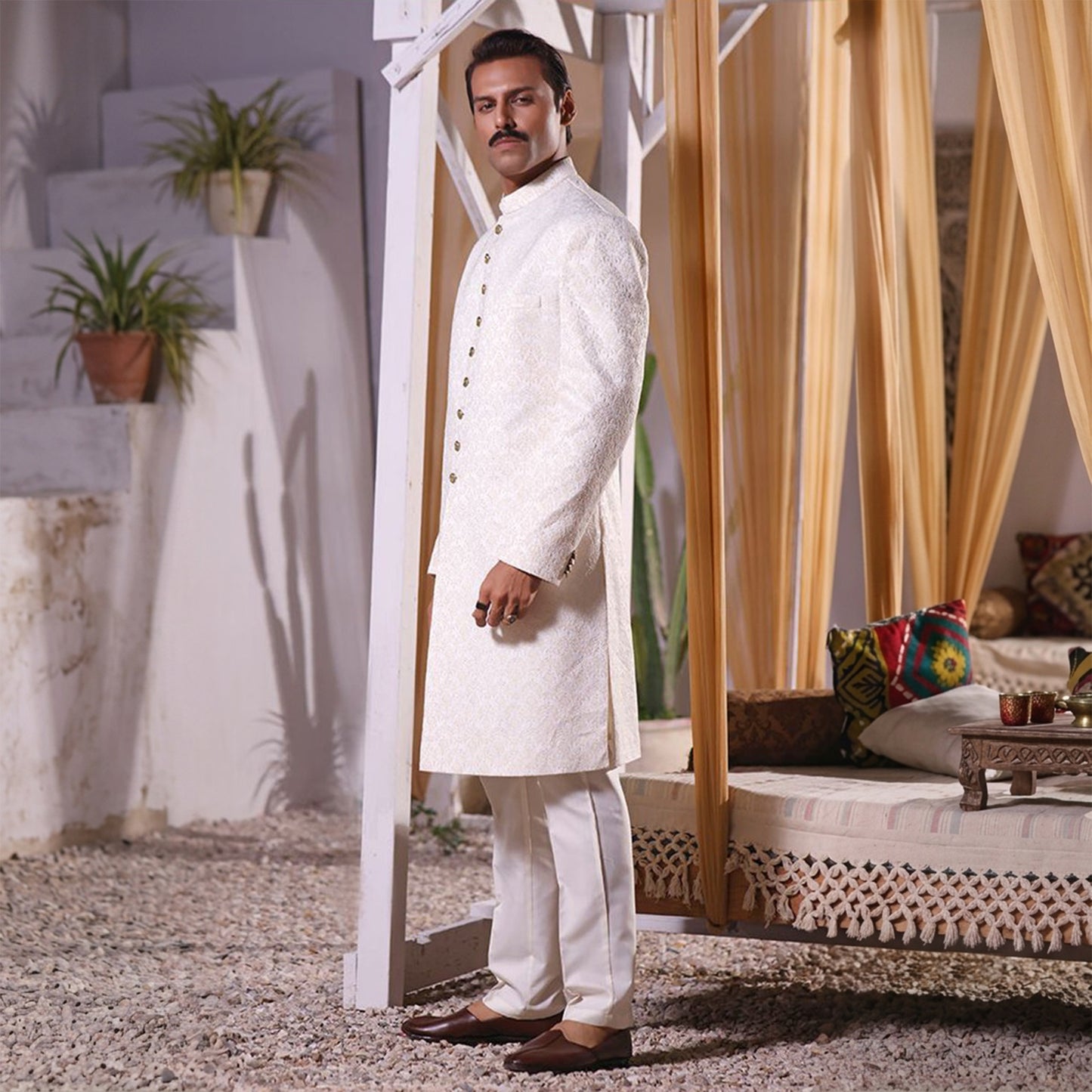 Premium Satin Pristine Embroidered Sherwani