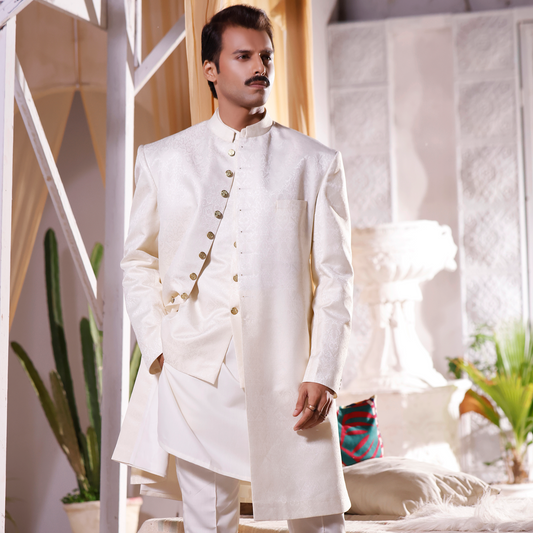 Premium Satin Pristine Embroidered Sherwani