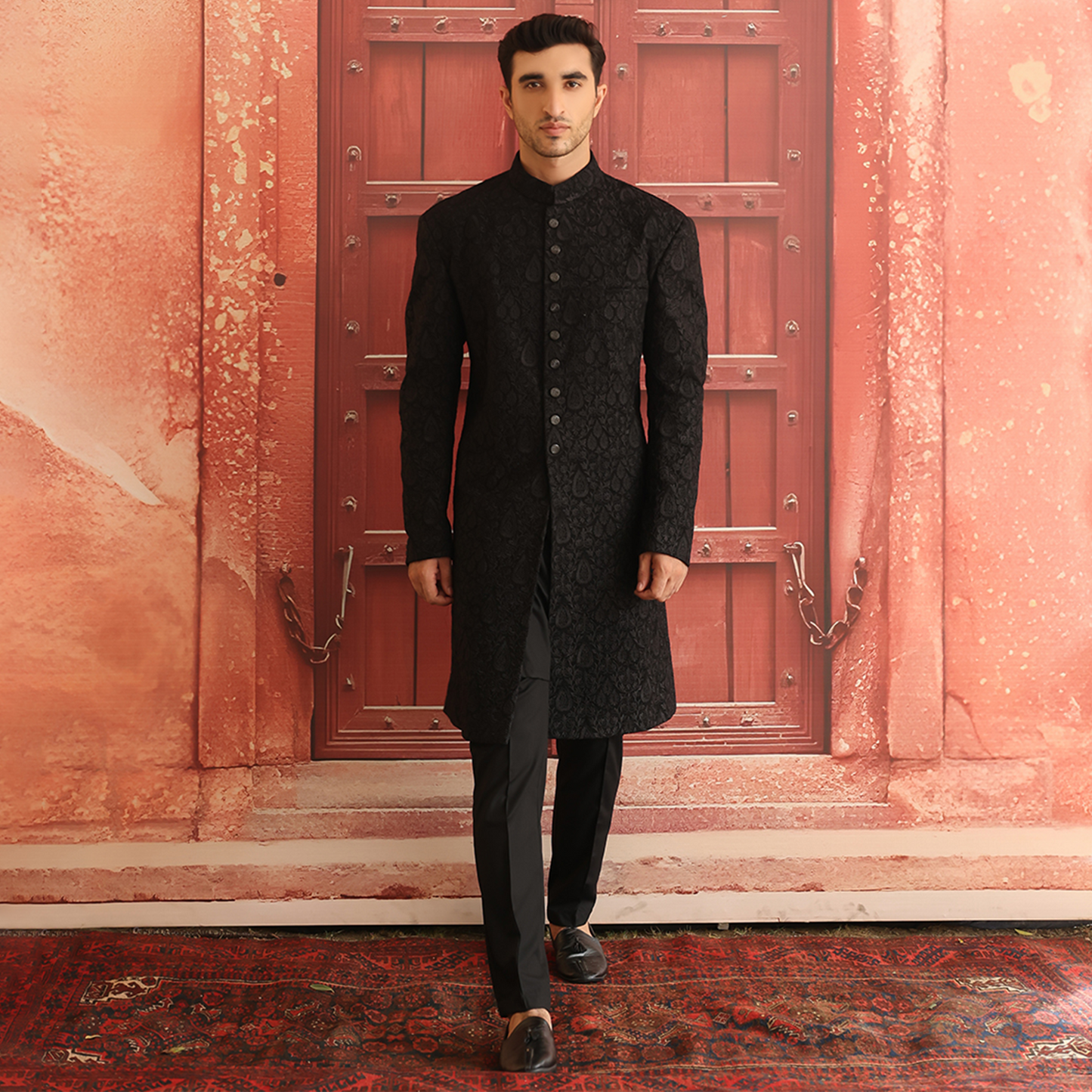 Premium Satin Silk Tap Shoe Embroidered Sherwani