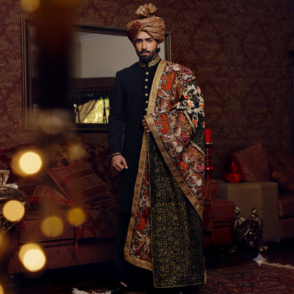 Premium Textured Caviar Sherwani