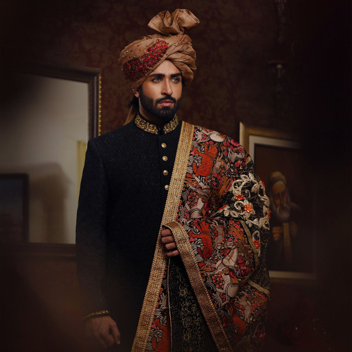 Premium Textured Caviar Sherwani