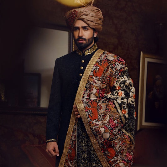 Premium Textured Caviar Sherwani