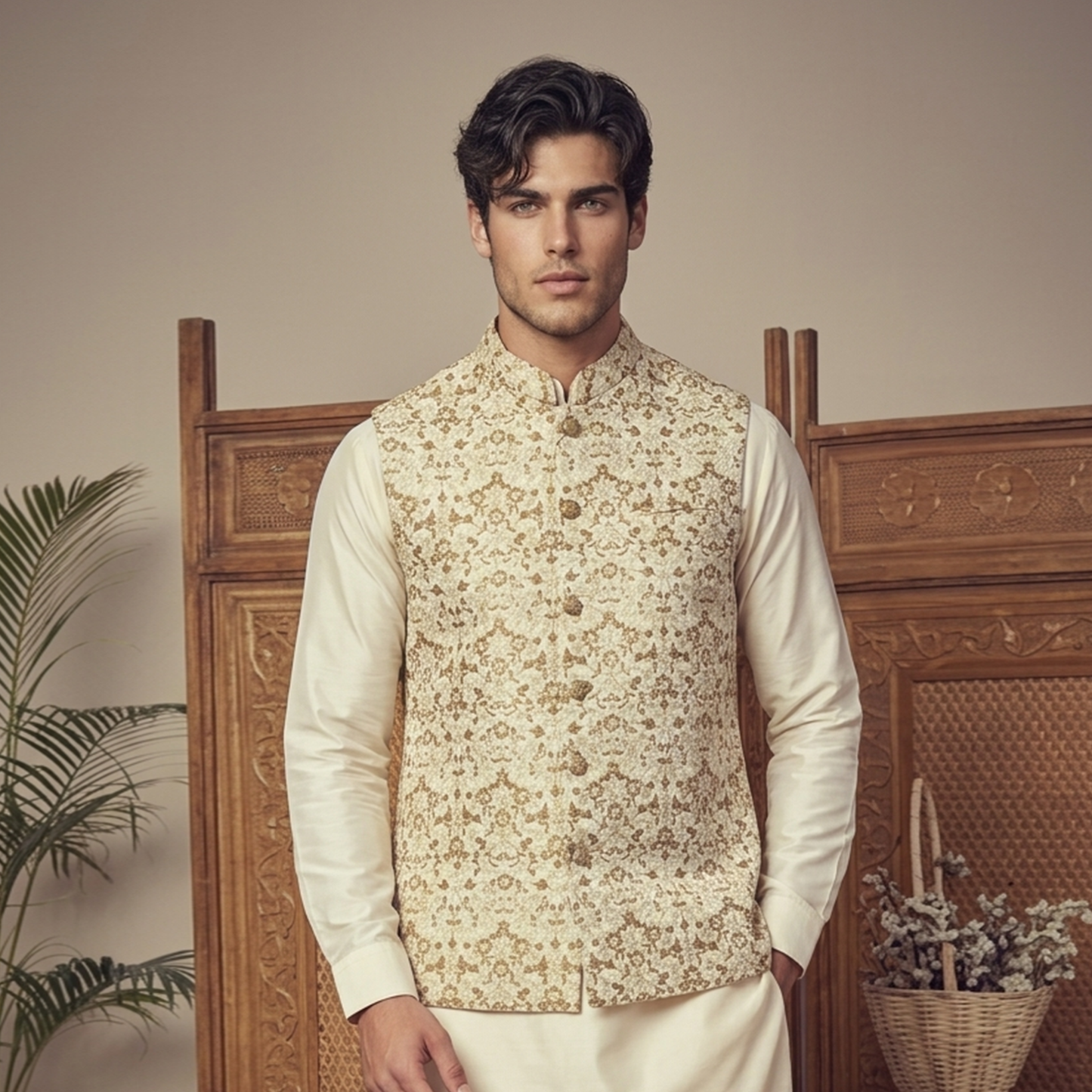 Raw Silk Gold Couture Waistcoat