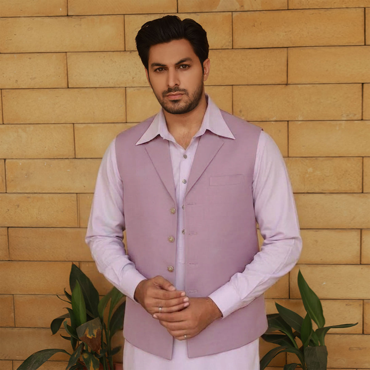 Raw Silk Lilac Traditional Waistcoat