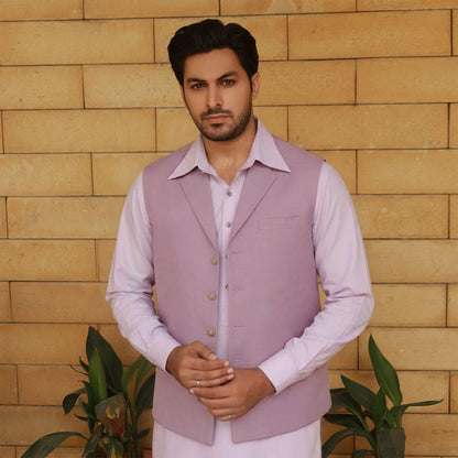 Raw Silk Lilac Traditional Waistcoat