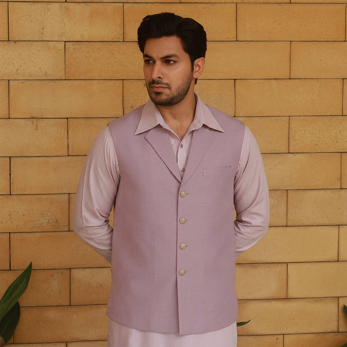 Raw Silk Lilac Traditional Waistcoat