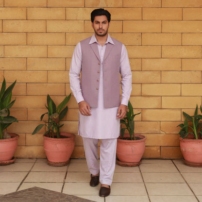 Raw Silk Lilac Traditional Waistcoat