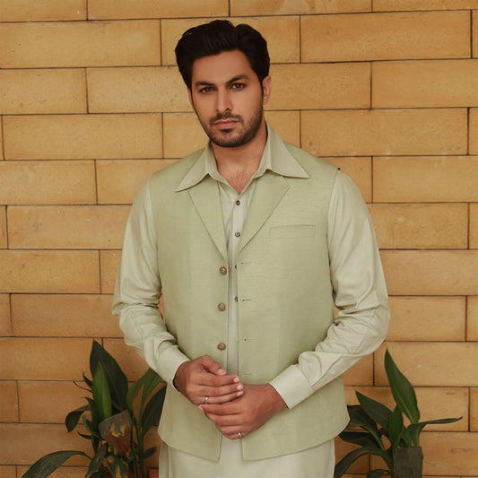 Raw Silk Smoke Gray Traditional Waistcoat