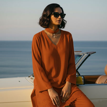 Rust Band Collar Co-ord Set