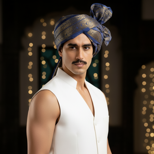 Traditional Organza Blue Turban