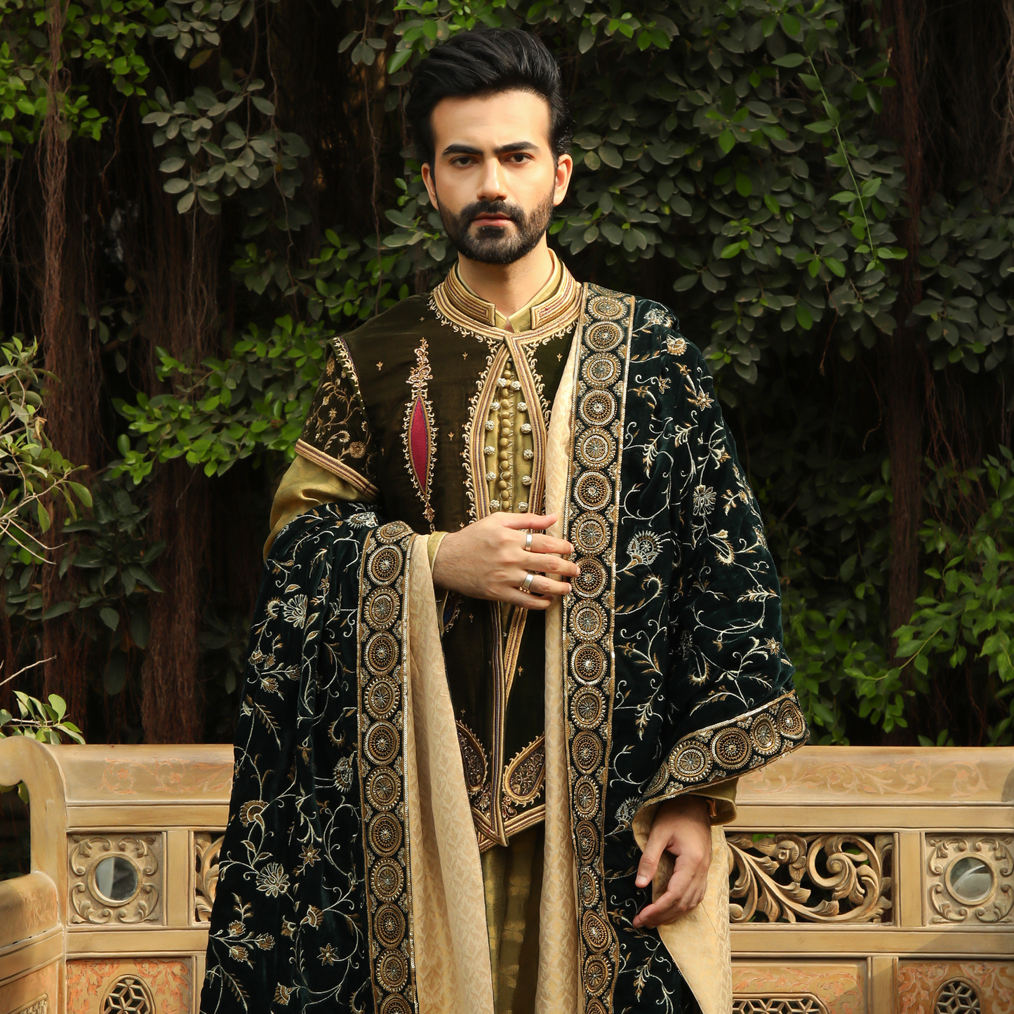 Premium Velvet Green Talpuri Waistcoat