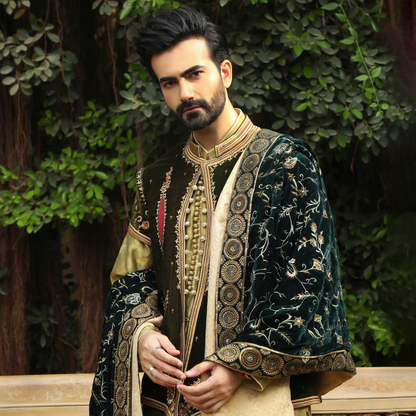 Premium Velvet Green Talpuri Waistcoat