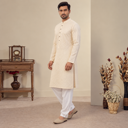 Vanilla Ice Cotton Kurta Slim Fit