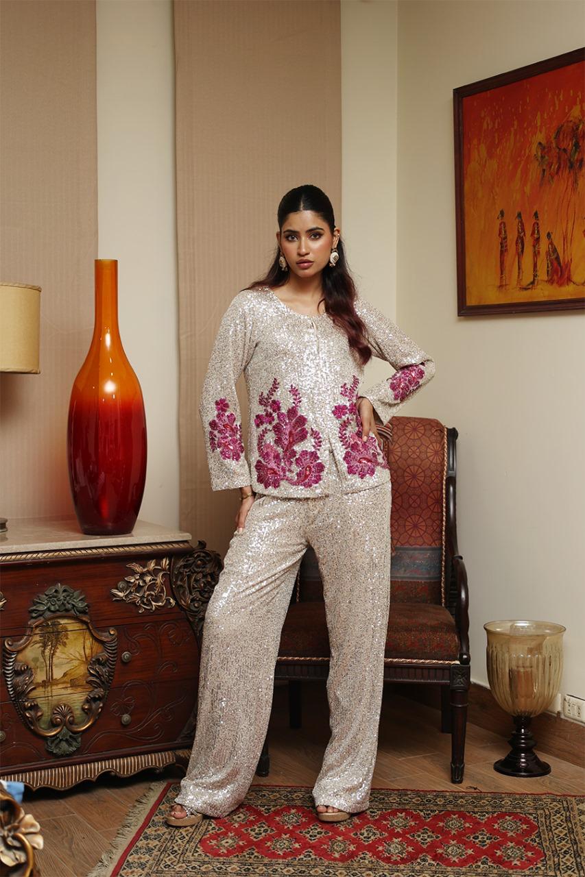 CREAM SILK PANT SUIT