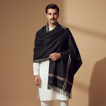 Woolen Black Winter Shawl