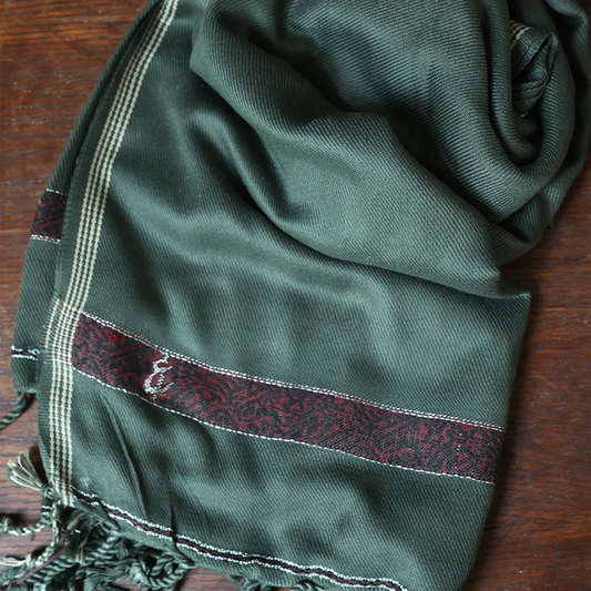 Woolen Olive Green Signature Winter Shawl