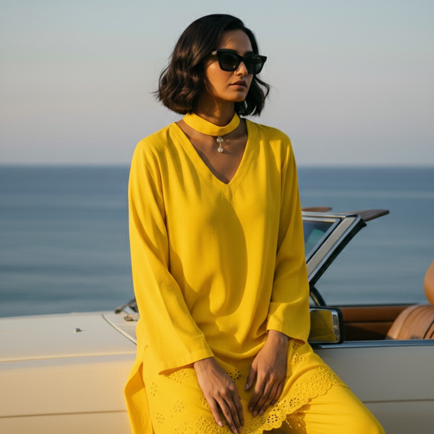 Yellow Band Collar Co-ord Set