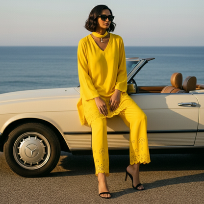 Yellow Band Collar Co-ord Set