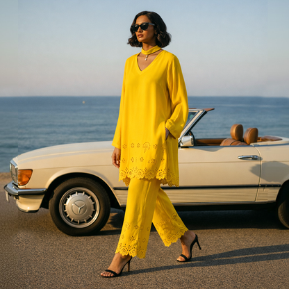 Yellow Band Collar Co-ord Set