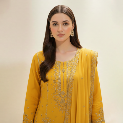 Yellow Kamdani 3 Pc Dress