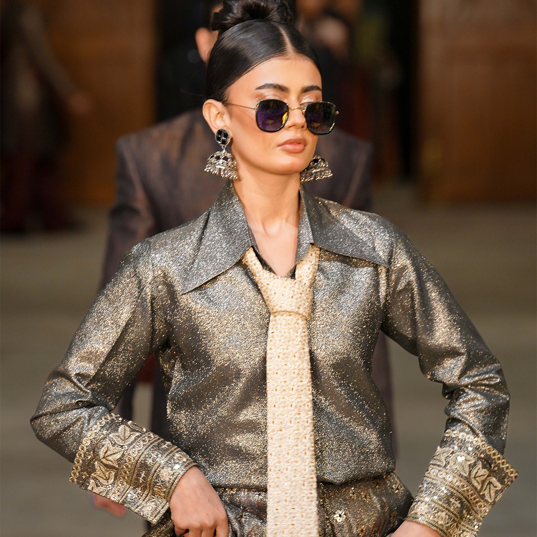 Zuleika Avant-Garde Black and Gold Lehenga Set